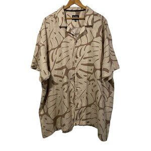 Malibu Beach Club Mens 4X Button Up Shirt Lightweight Leaf Print Tropical Resort